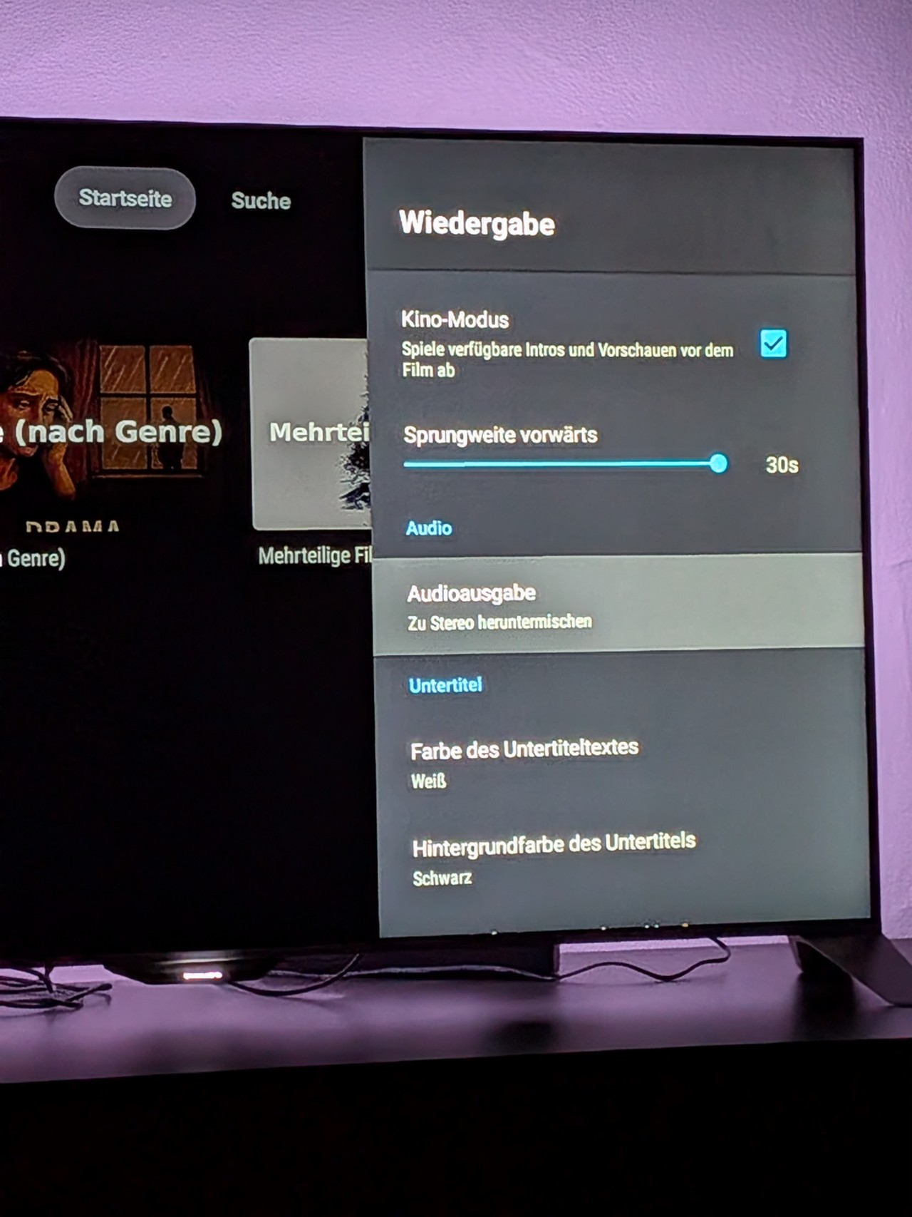 Einstellungen Wiedergabeeinstellung Audioausgabe Stereo